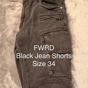FWRD Black Cargo Jean Shorts for Men